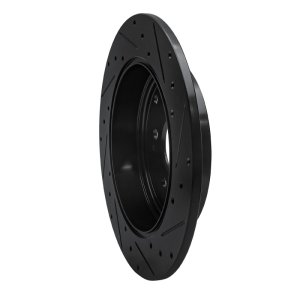 Honda Ridgeline Brake Rotor (1) - Rear Left - R1 Concepts - Drilled & Slotted - Black - `06-`14